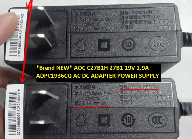 *Brand NEW* AC100-240V AOC C27B1H 27B1 19V 1.9A ADPC1936CQ AC DC ADAPTER POWER SUPPLY